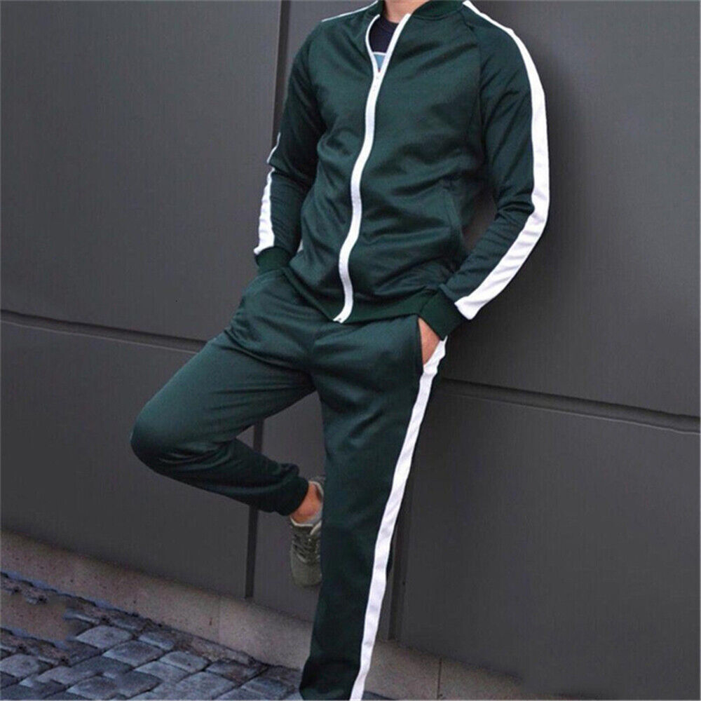 Casual Mens Tracksuit Pants Jacket Sweatsuit Hip Hop Sweatshirt Jogger Suit Set