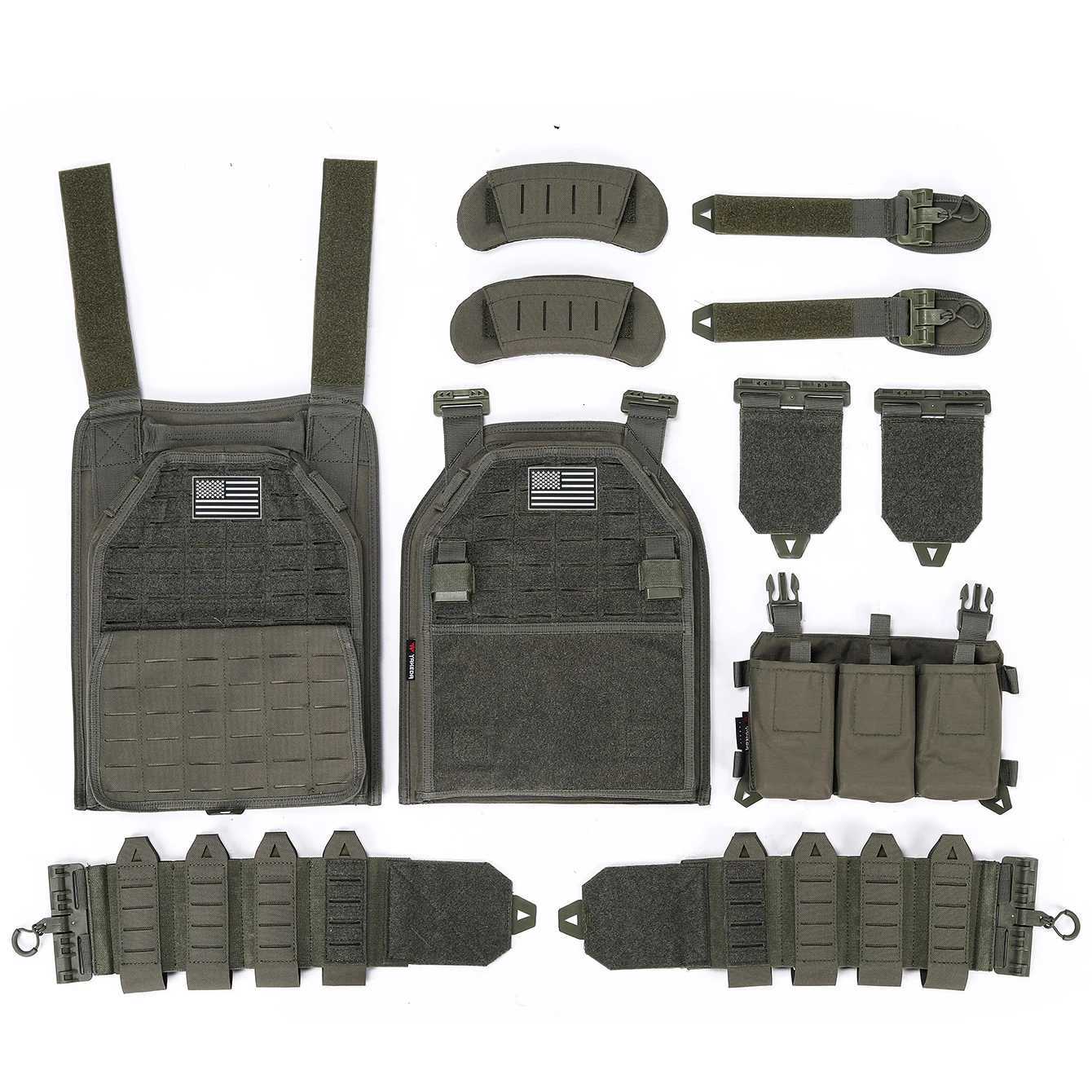 Outdoor Training Tank Top Triple Chest Item Pack MOLLE Extended Training Vest (Including US Flag) XJ250730XJ251114