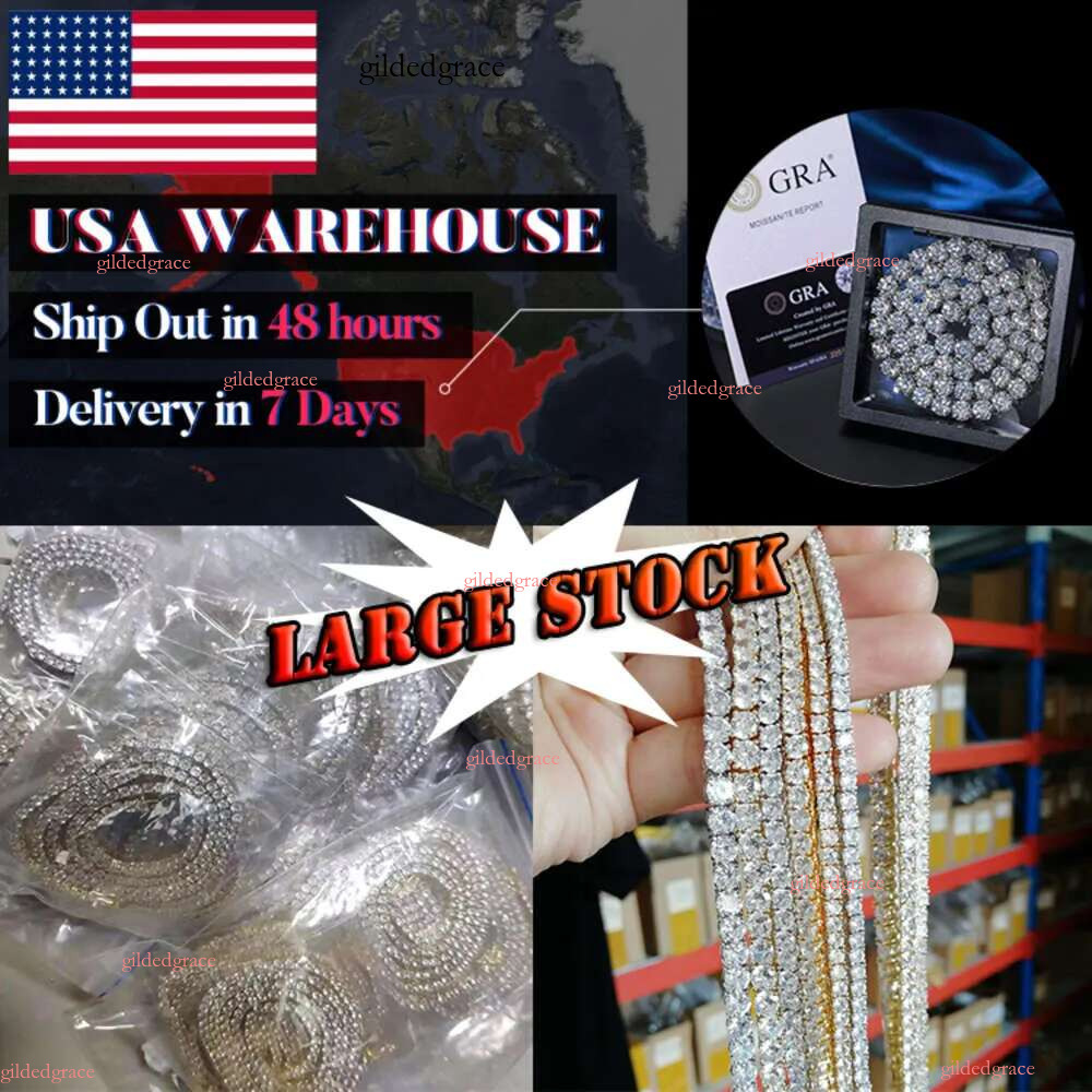 Fashionable man Bracelet Hip hop necklace hip-hop tennis Sterg Sier VVS Moissanite Dia Cluster Iced Out Cuban Chain for Men Women