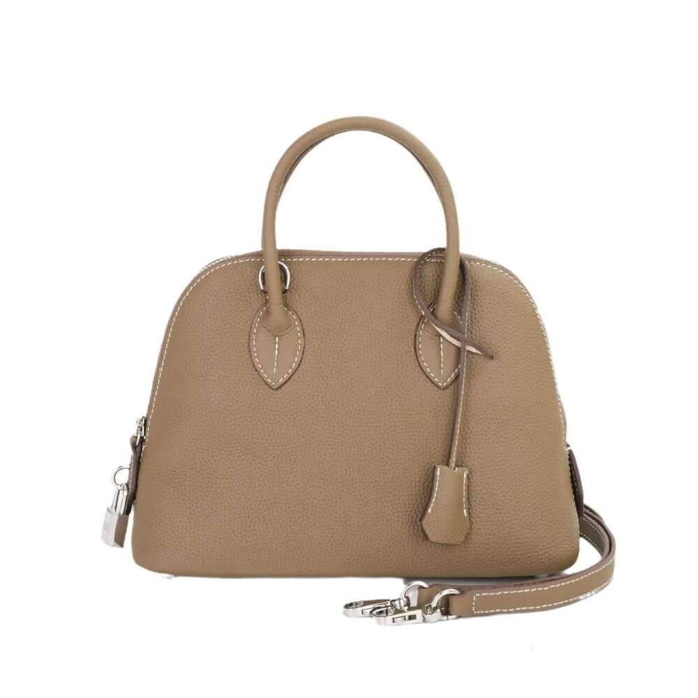 Versatile Women's Shoulder Top Layer Cow Handbag Shell Genuine Leather Commuter Bag Neutral Minimalist Style