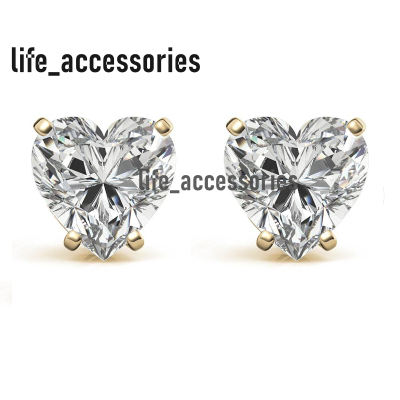 925 Sterling Silver Heart Moissanite Earrings Women 14k Gold Vvs Moissanite Earrings