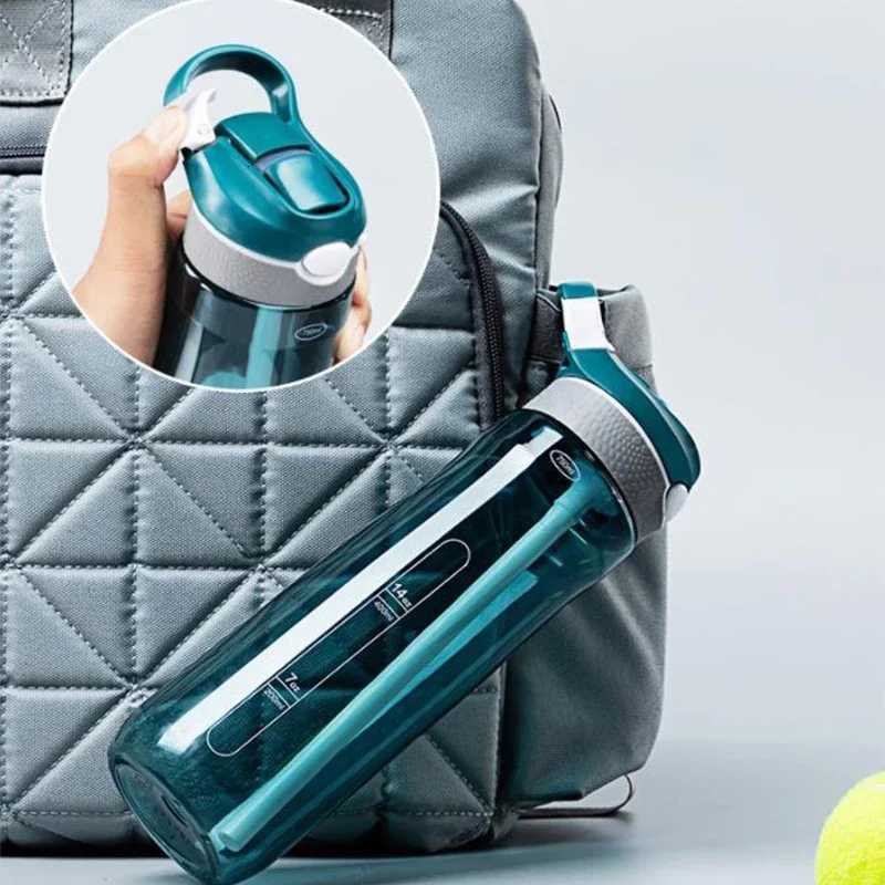750ml Portable Sports Water Bottle With Straw For Camping Hiking Outdoor Plastic Transparent BPA Free Bottle For Men DrinkwareW251114