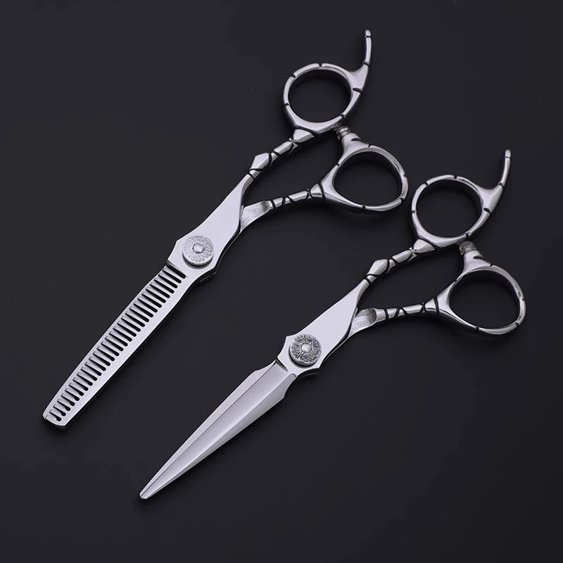 6.0 inch Hair Scissors Professional Patterned Handle Hairdresser Barber Tools Salon Hair Cutting Thinning Shears 250414