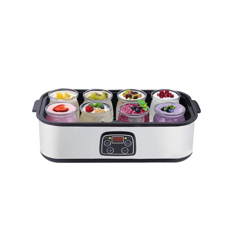 Yogurt Making Machine 1400ML Large Capacity Milkshake Jam Ice Cream Maker Stainless Steel Yogurt Pudding Maker with 8 Glass Jars Kitchen Application L