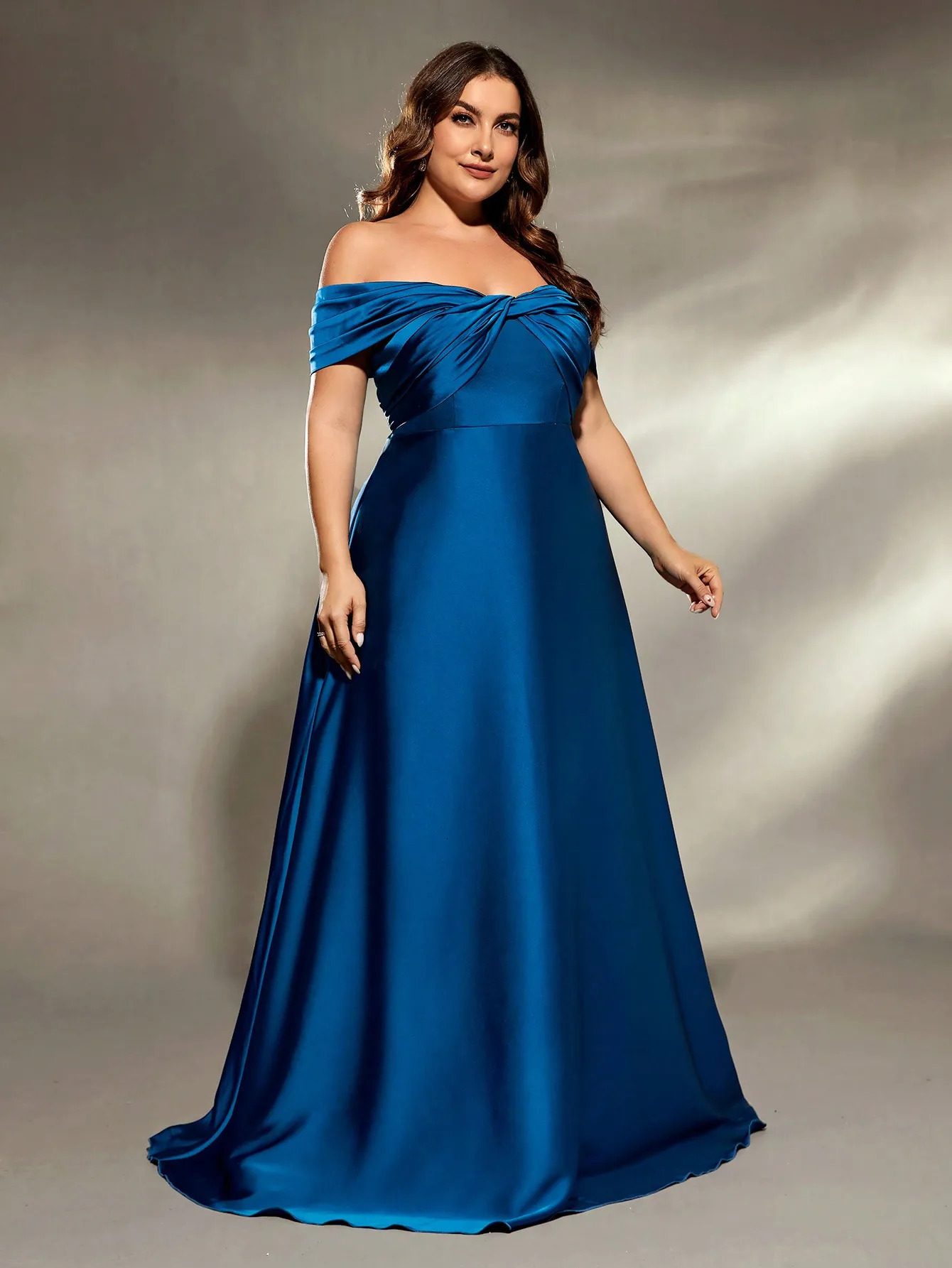 Mgiacy plus size collar irregular serial port satin full dress evening gown party bridal 250407