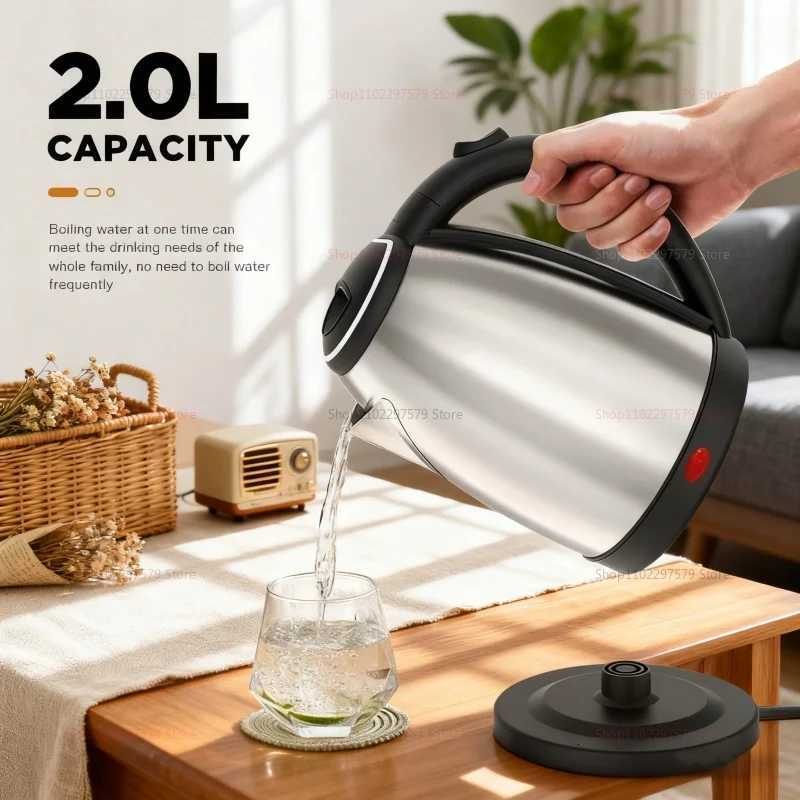 Electric kettle Tea and Coffee 20L Stainless Steel Portable Water Boiler Family Travel kitchen Smart kettle Electric Teapot Y251114