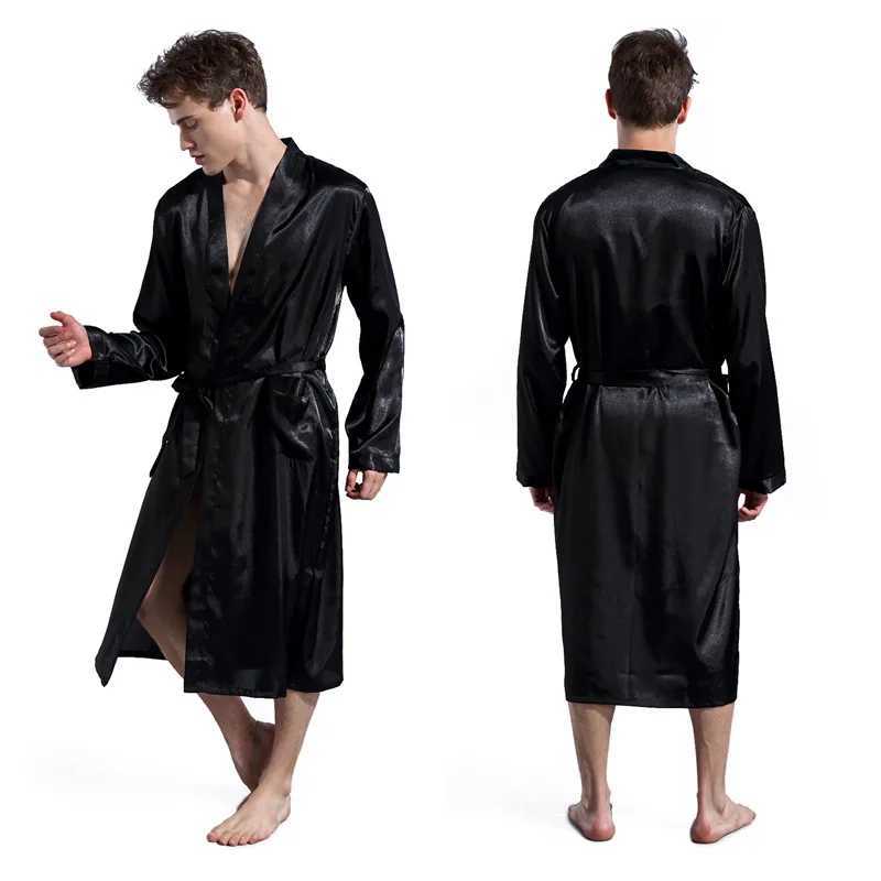 Long Stain Robe Men Peignoir Homme Loose Homewear Casual Sleep Dressing Gown Male Ice Silk Kimono Bathrobe Loungewear Pijama C251115