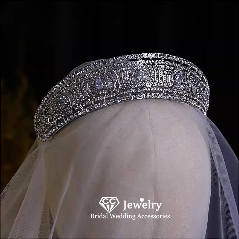 CC Tiaras Womens Accessories Wedding Headbands Engagement Hair 100% Handmade Waterdrop Crown Sparkling Charm HS199 250411