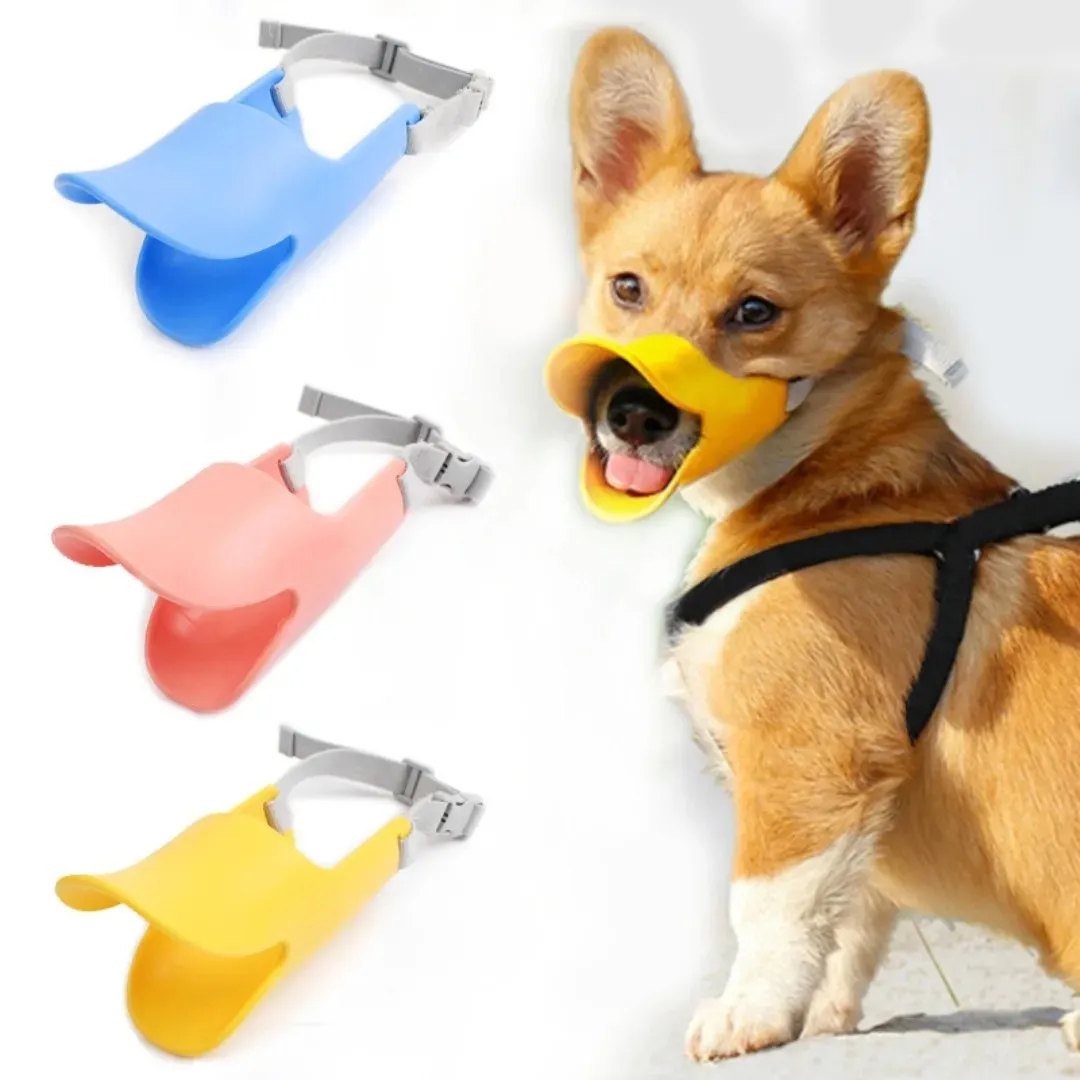Dog Silicone Duck Muzzle For Pet Anti Bite Stop Barking Small Large Dog Mask Pet Accessories Safe Adjustable Mouthpiece