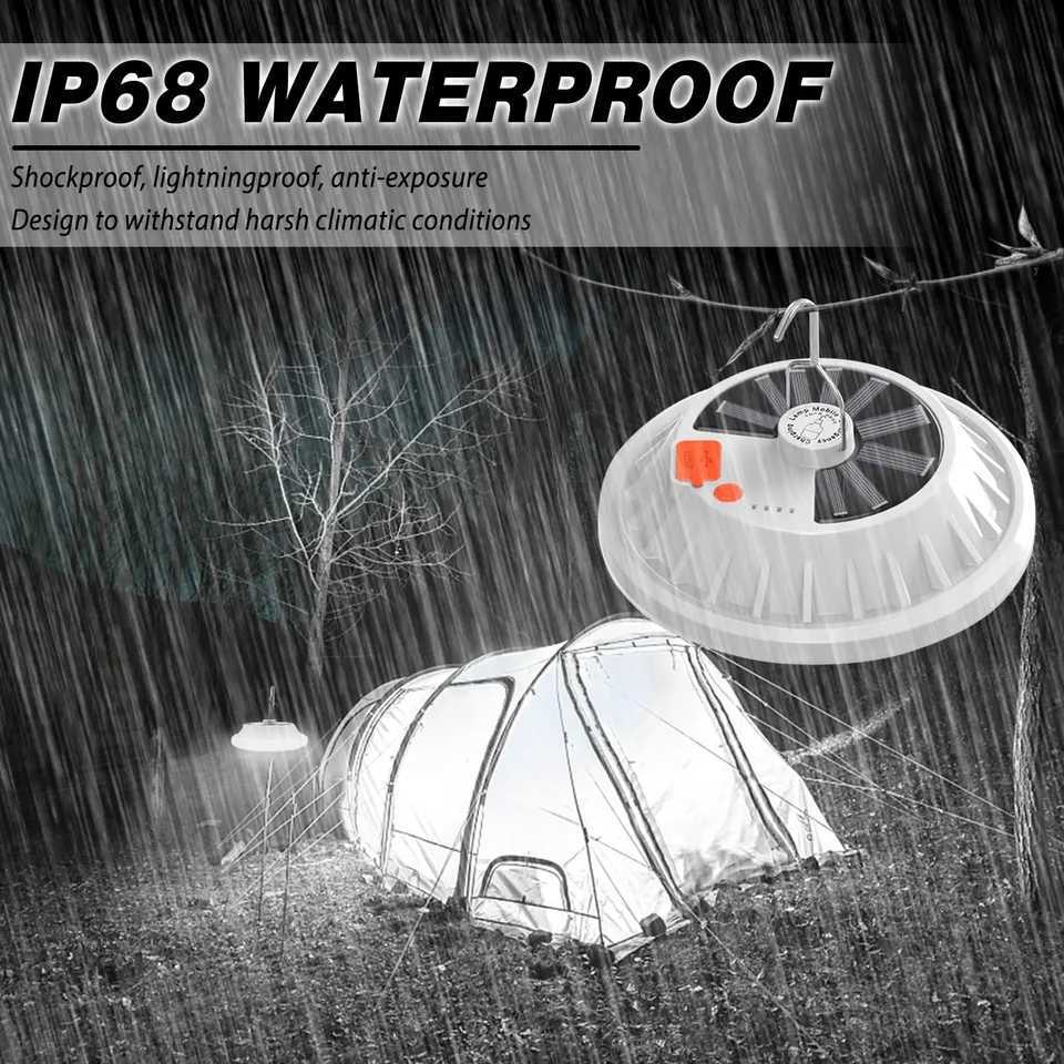 Solar Camping LightPortable Rechargeable LED Tent Lantern with USB ChargingRemote ControlPower Bank for OutdoorBBQFishing M251115