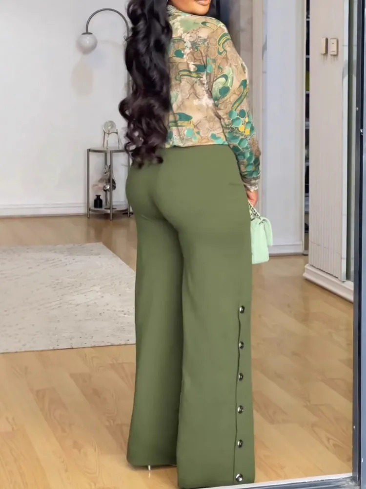 2 Pieces Set Sexy Plus Size Spring Autumn Fashion Women Set Female Tops Long Sleeve Shirt Tops And Pants Suit Matching Outfit 250410