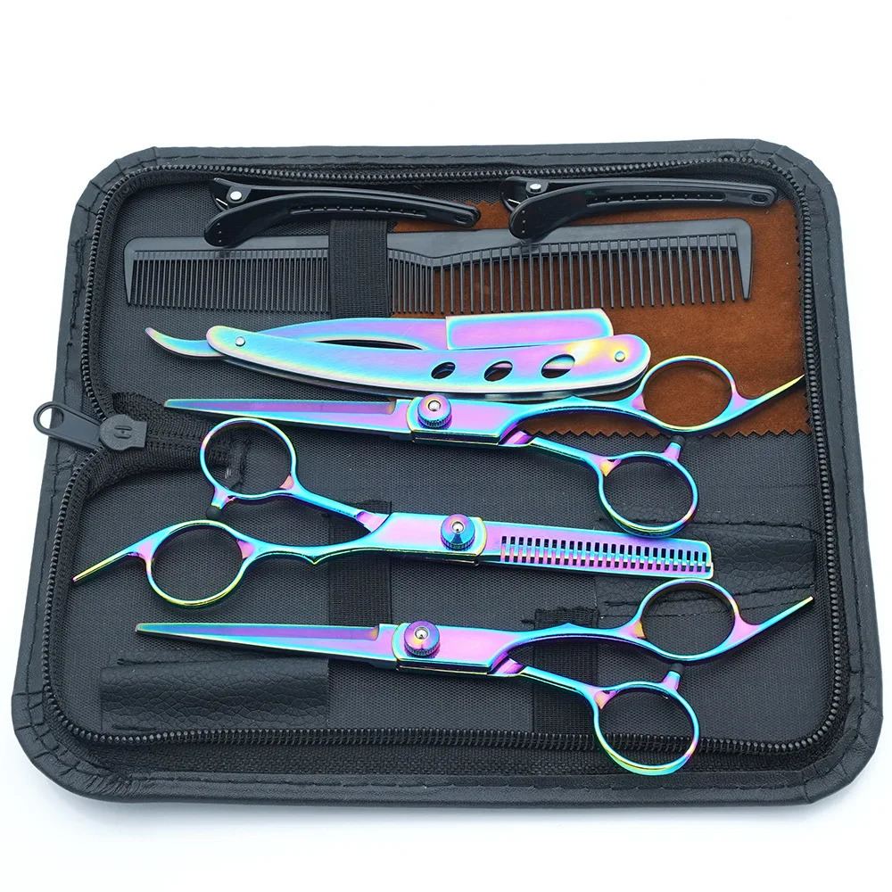 Professional Black Gold Barber Shears - Hair Thinning Detachable Scissors Kit with Accessories for SalonHome Use 250414