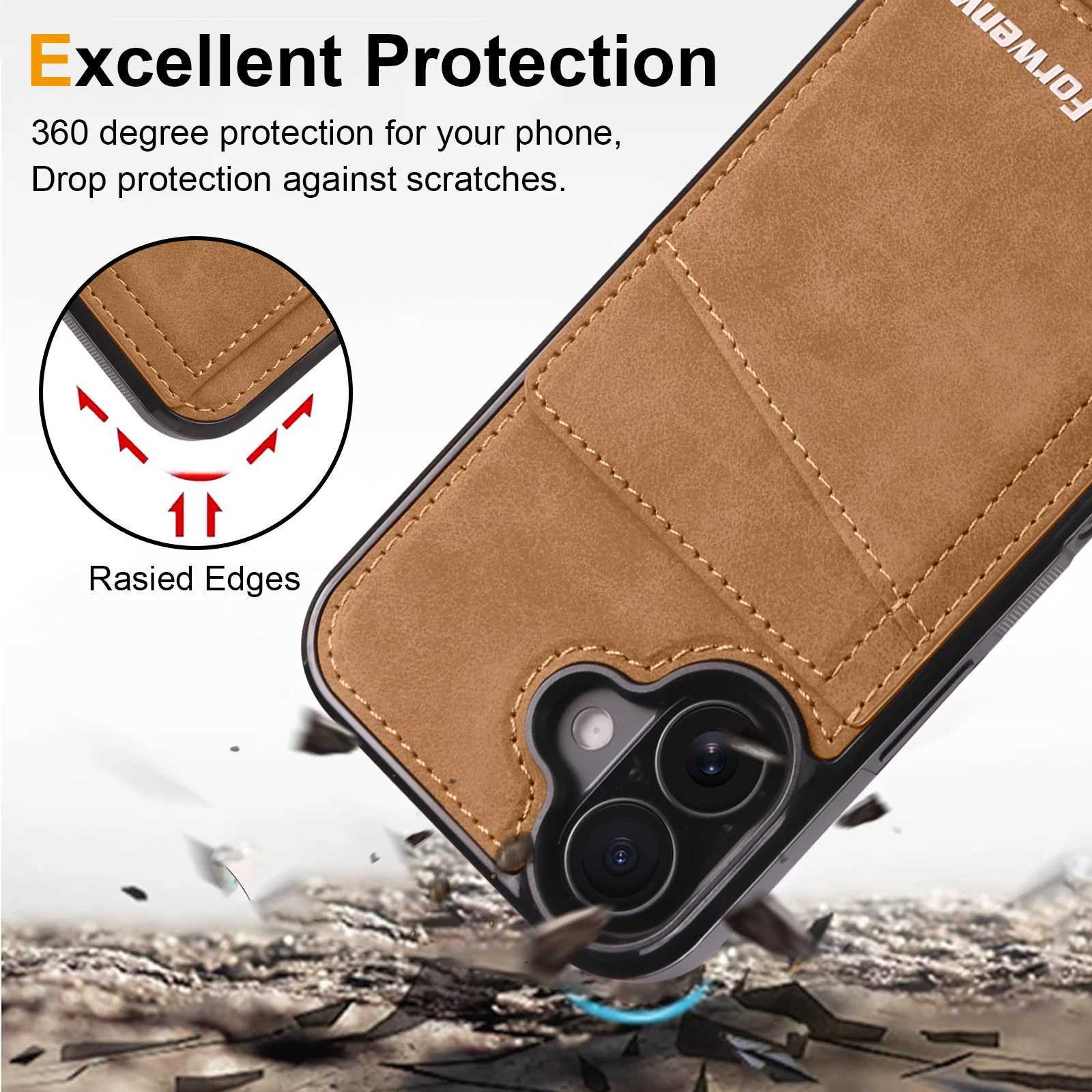 Business Flip Leather Case for iPhone 16 17 Air 16E 15 14 13 12 11 Pro Max Plus Mini Built-in Magnetic Wallet Card Phone Cover J251202