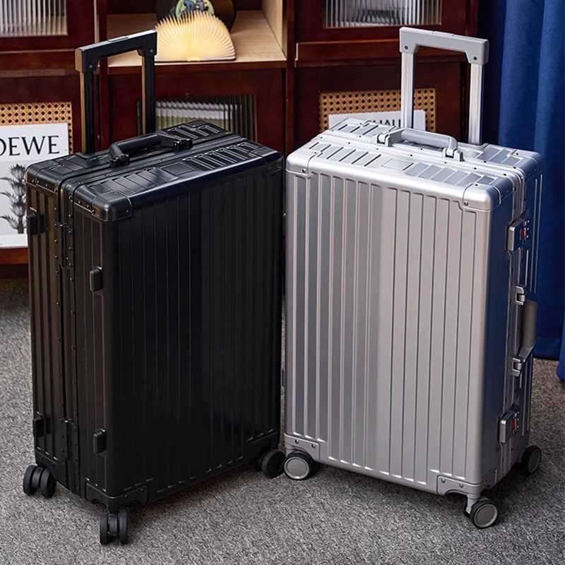 Aluminum Magnesium Suitcase 20/28 Inch Metal Travel Suitcases Luggage Cabin Carry on Password Trolley Case Suitcases on Wheels K251114