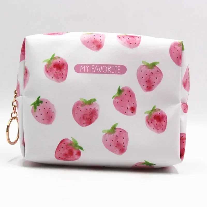 PU waterproof makeup bag large capacity womens toilet bag travel storage bag makeup bag creative pink Strberry seriesXJ250415