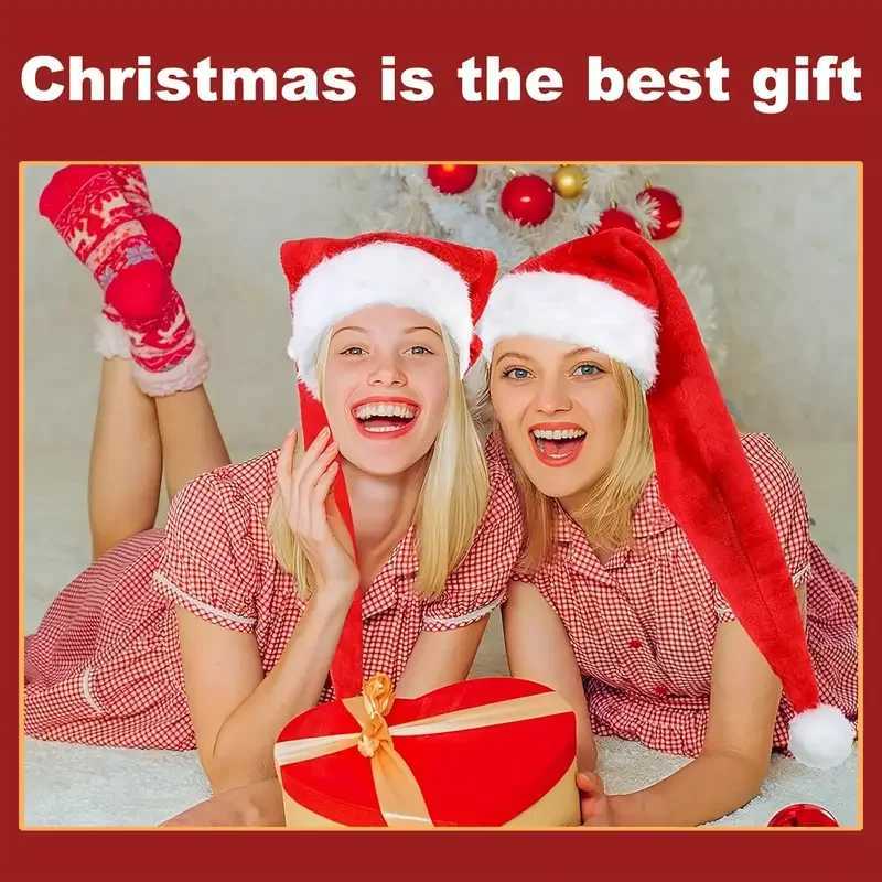 1 extra long plush Christmas hat in red and black holiday party accessories Halloween Christmas party Y251115