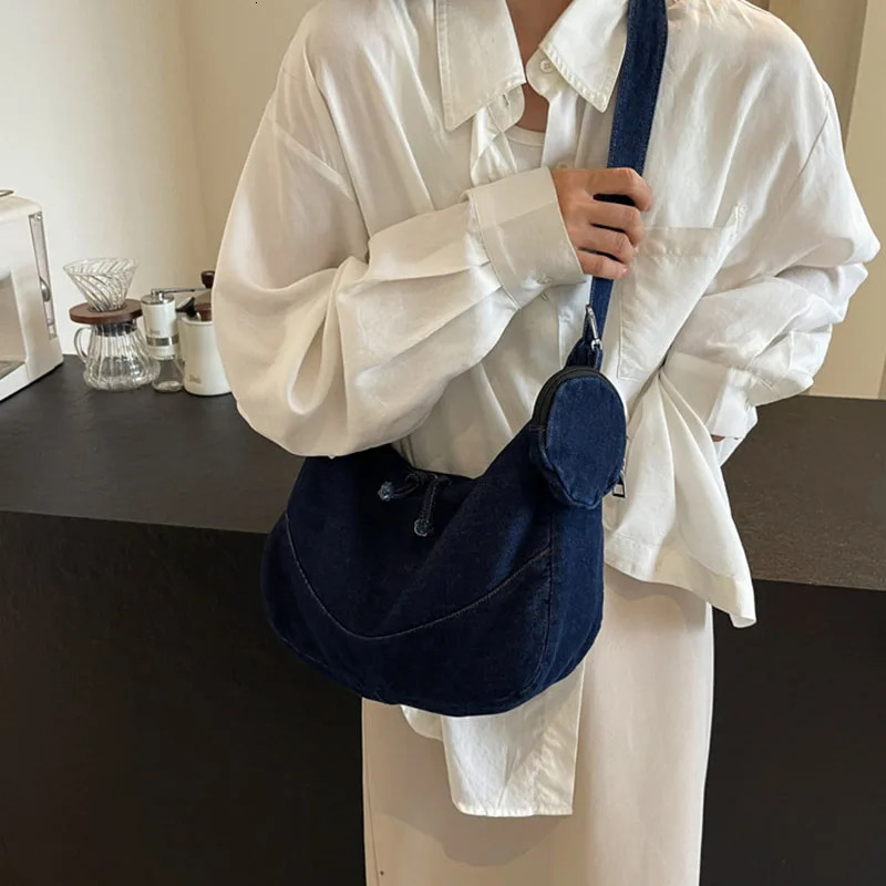 Womens Retro Cowboy Cloth Bag Casual Communicating Shoulder Bag Large Capacity Cross Bag Adjustable Shoulder Strap 250410