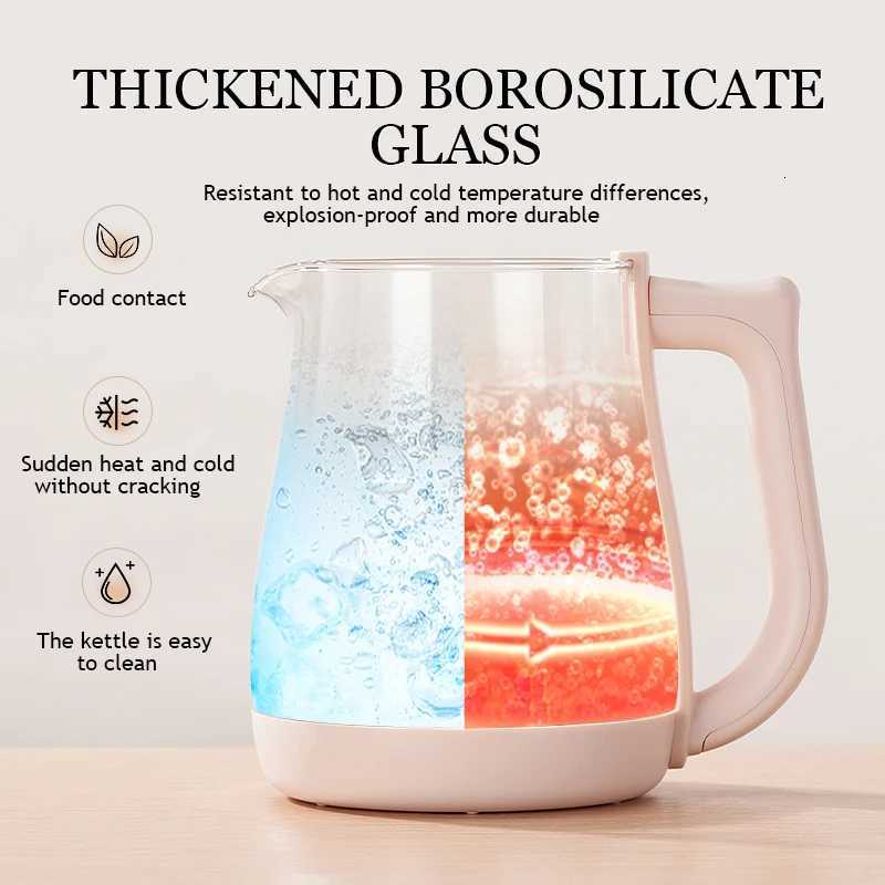 SUNATUR Kettles Electric Glass 220V Multifunction Health Pot Milk Fruit Tea Coffee Water 800W 24-hour Heat Preservation Y251114