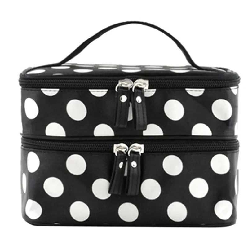 Large capacity makeup bag with double-layer zipper womens makeup bag portable travel toilet organizerXJ250415