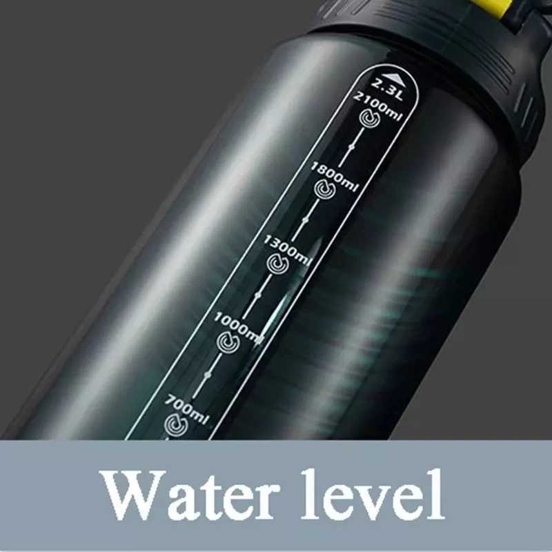 2 Liters Motivational Water Bottle With Straw Drink Bottle Large Capacity Fitness Jugs Portable Travel Sports Plastic Water CupW251114