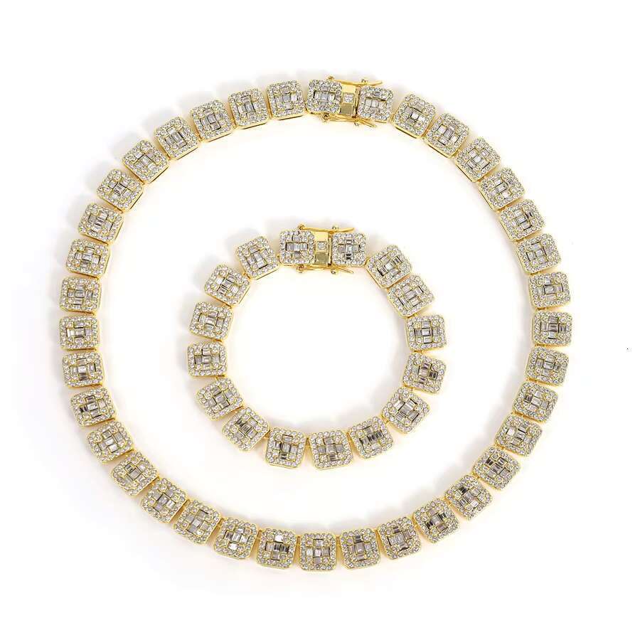 DHcollection New Design Elegant Rhie Crystal Jewelry Hip Hop Baguette Cluster Tennis Chain Women Unisex Men Zinc Alloy