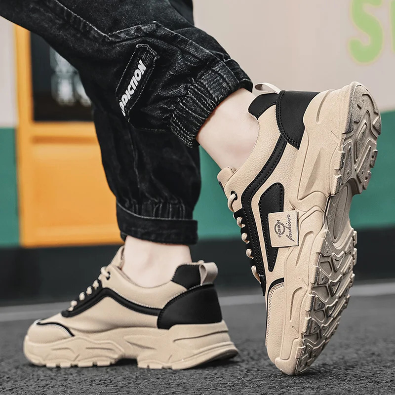 Fashionable Mens Casual Thick soled Sports Shoes Embossed Training Shoes Student Hiking Shoes Mens Vulcanized Shoes 250411