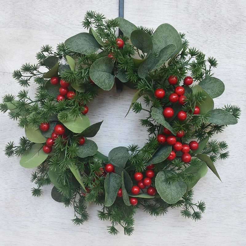 30CM Christmas Wreaths Door Hanging Rattan Farmhouse Layout Christmas Decorations Garland For Home Party Decor New Year NavidadM251115