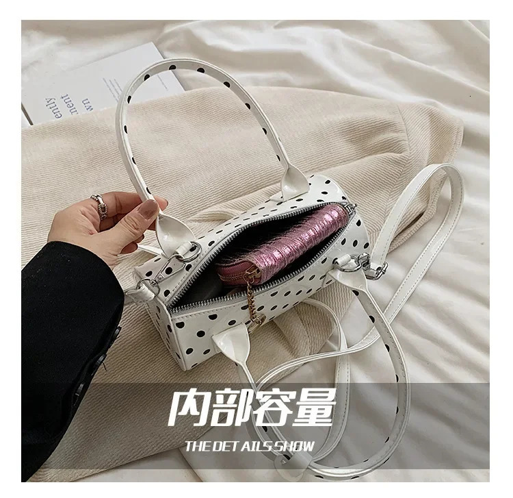 PU leather polka dot womens handbag casual cross bag pillow Boston handbag 250410