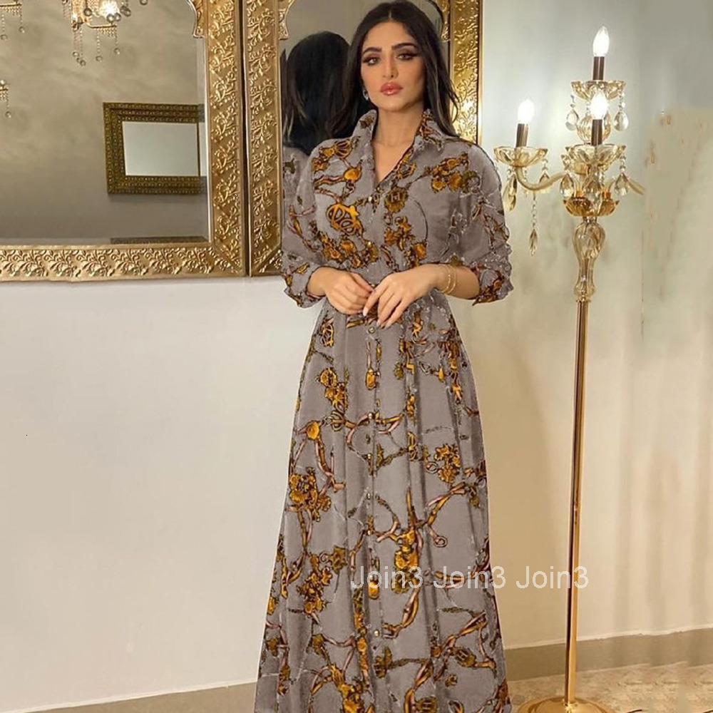 2025 Spring and Autumn New Muslin Womens Fashion Ethnic Elegant Dress Printed Robe