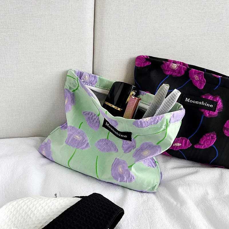 Womens makeup kit handbag party pencil case organizer bag Korean Fi flower travel cosmetics storage bag KaiiXJ250415