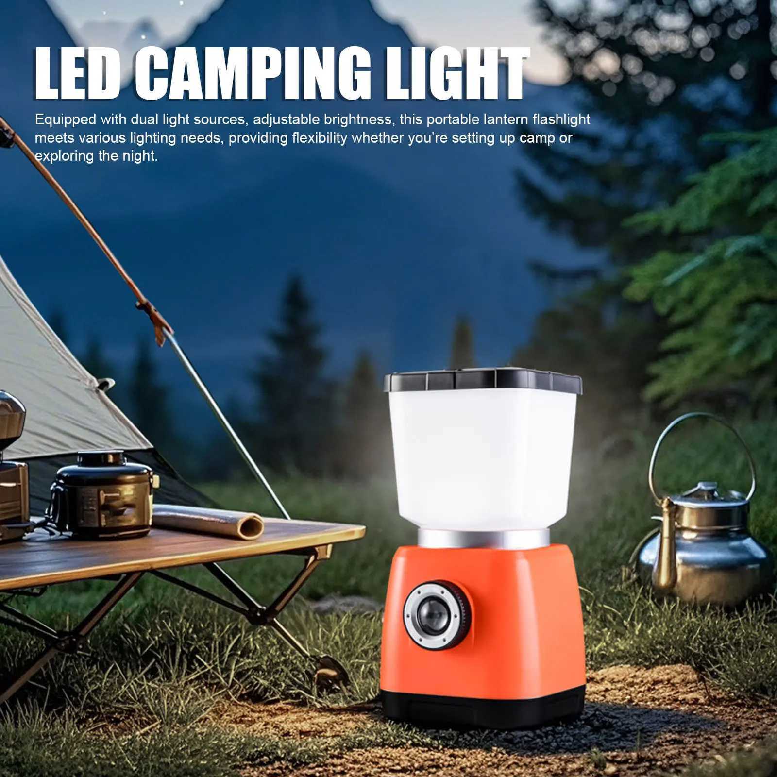 Rechargeable Camping Lantern LED Camping Light Adjustable Brightness Dual Light Source Waterproofing Portable Hook for Outdoor M251115