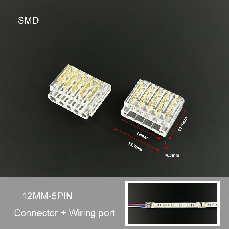 5pin RGBC SMD COB LED strip connector without dark area single head connection line L-shaped corner crystal buckle