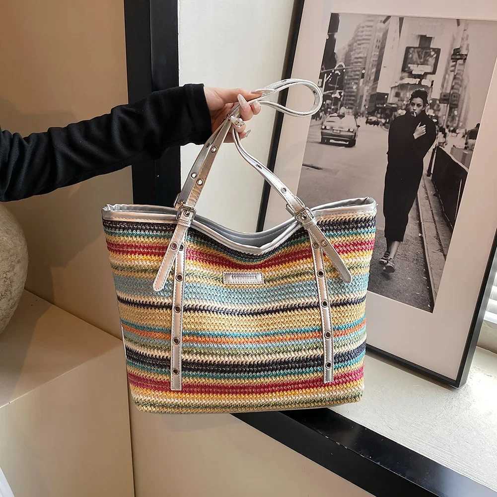 Fashion womens shoulder bag Raffia Boho bag large grass bag Rattan Crochet handbag 2024 summer beach handbag W250415