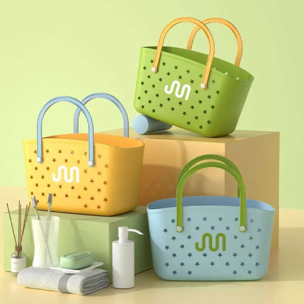Fashionable hollow bathroom drainage basket waterproof creative summer beach bag laundry bag DIY picnic handbag W250415