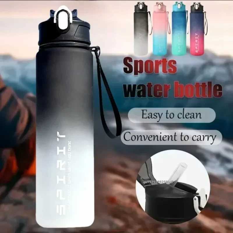 Sports Water Bottle Leak Proof Plastic Drinking Cup With Time Scale Suitable For Travel Fitness OutdoorW251114