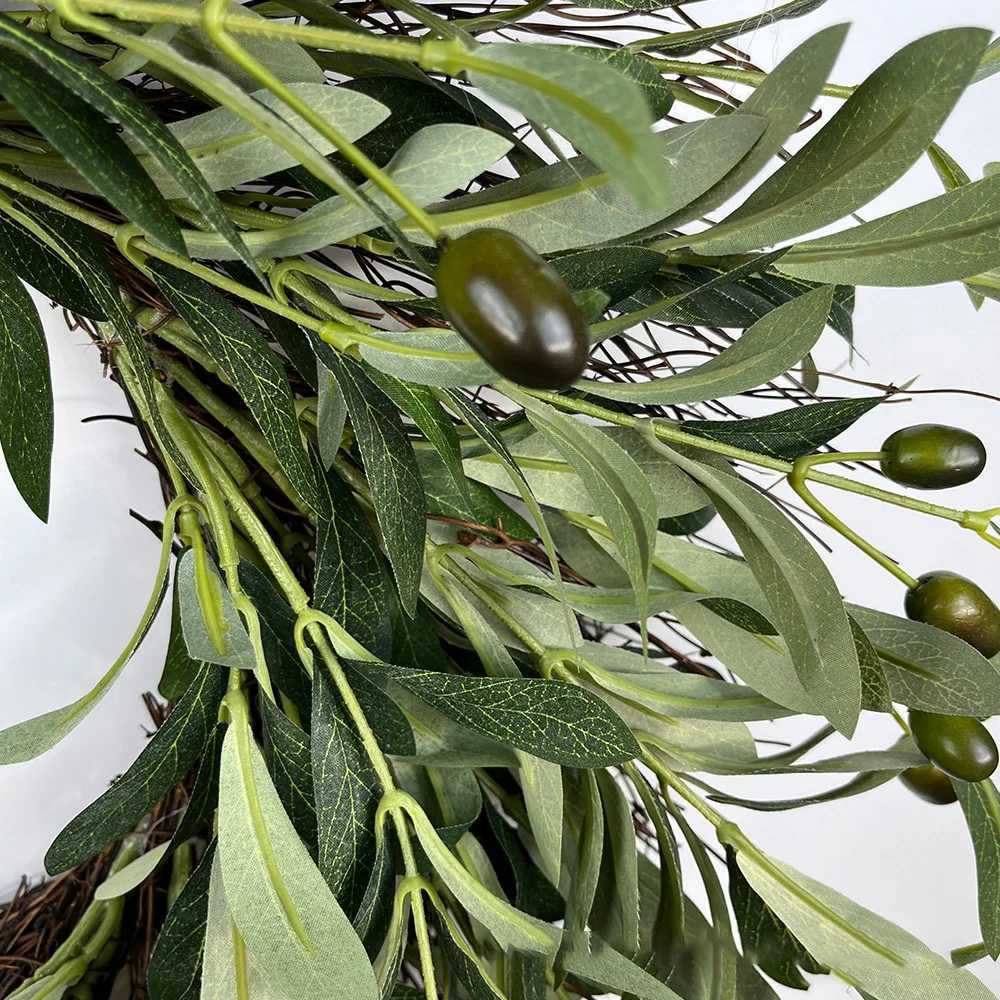 45cm Artificial Green Olive Wreath Greenery Wreath with Olive Leaves Olive Bean for Front Door Farmhouse Home Wall Window DecorM251115