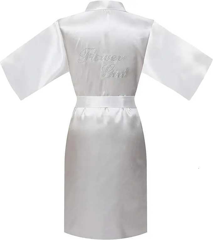 Flower Girl Silky Satin Solid Color Short Kimono Robe for Wedding Birthday Party Spa C251115