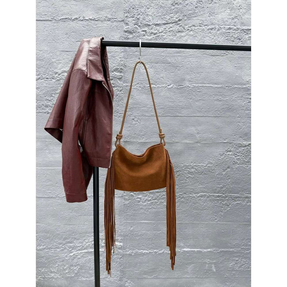 genuine grade fashion women's matte suede shoulder crossbody bag luxury designer brand leather Personalized Fringe Bag cowhide