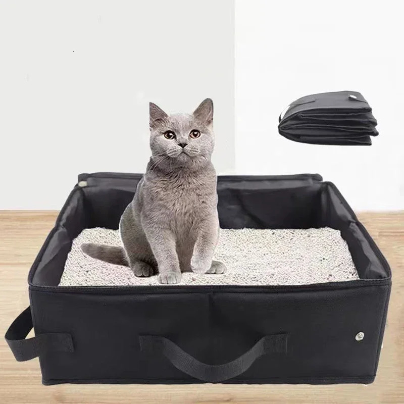 Foldable Cat Litter Box Portable Folding Pet Supplies Dog Toilet Doghouse Waterproof Cat Litter Box for Travel Home Outdoor Car 250414