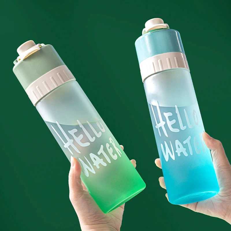 650ml Spray Water Bottle Outdoor Sports Fitness Water Cup Large Capacity Portable Water Bottle Jet Water Spray CupW251114