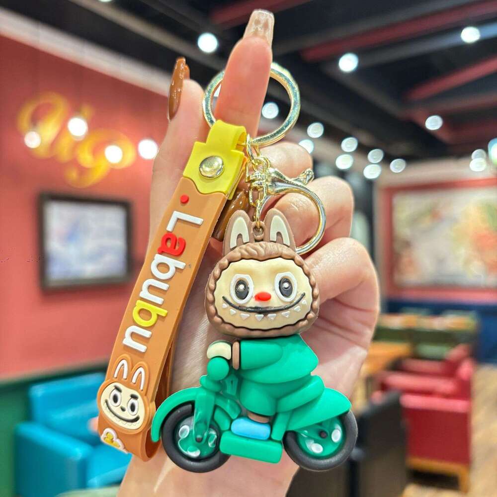 Cartoon Labubu Keychain Plush Doll 3D Keychain Backpack Charm Student Keyring