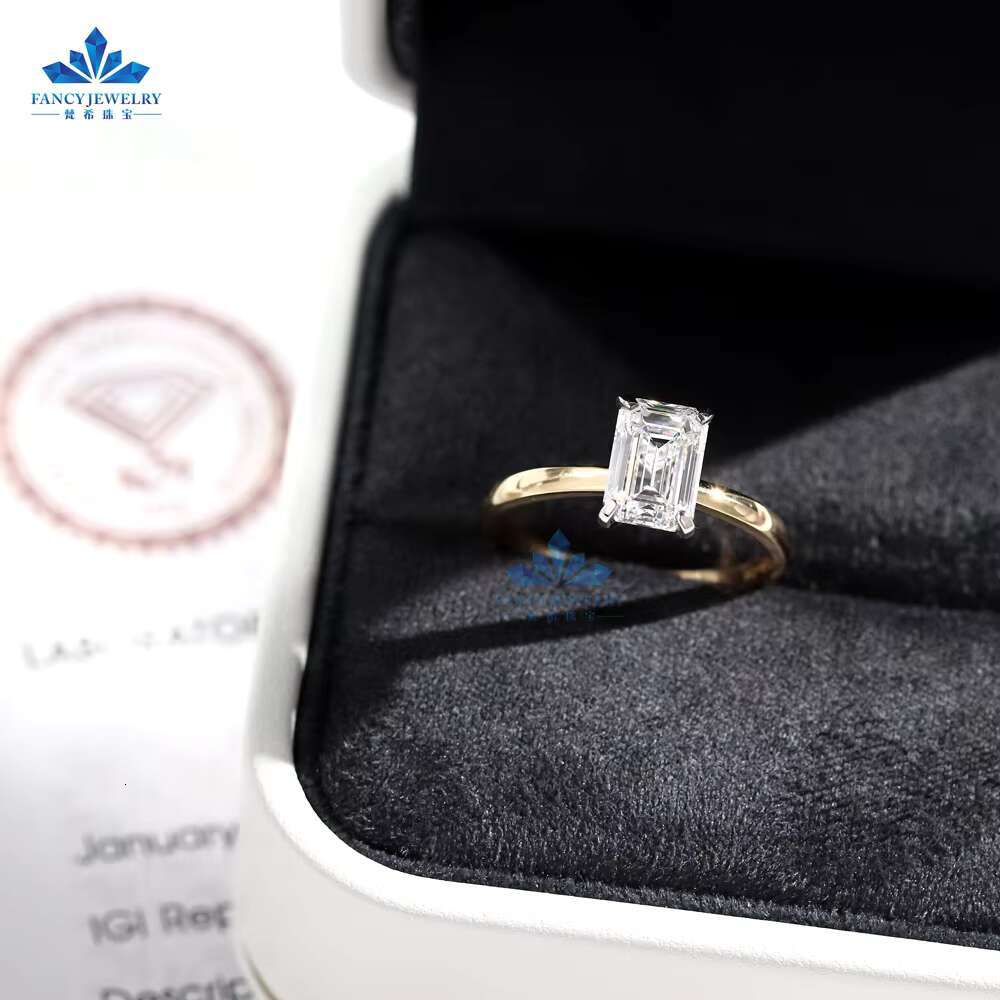 Hot Sale Customized 2ct D/VS1 Emerald Cut Diamond Engagement Ring IGI Certified S925 10k 14k 18k Gold Fine Classic Jewelry for