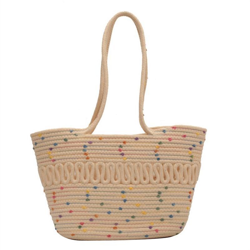 Spring And Summer Niche Grass For Women In , New Trendy Cotton Thread Woven Beach Bags, Large Capacity Single
