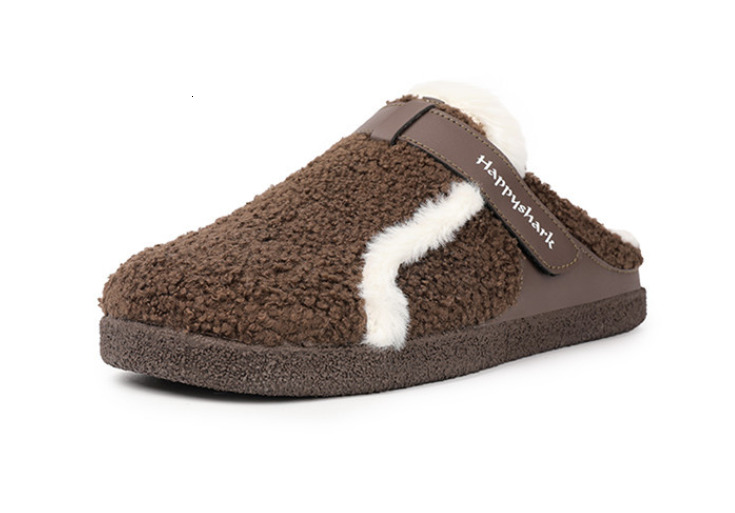 Happyshark 25 Designer Men S And Women's Half Slippers MenS Cotton Slippers Outdoor Women's Plush Cotton Shoes Warm And Anti Slip Indoor Sof