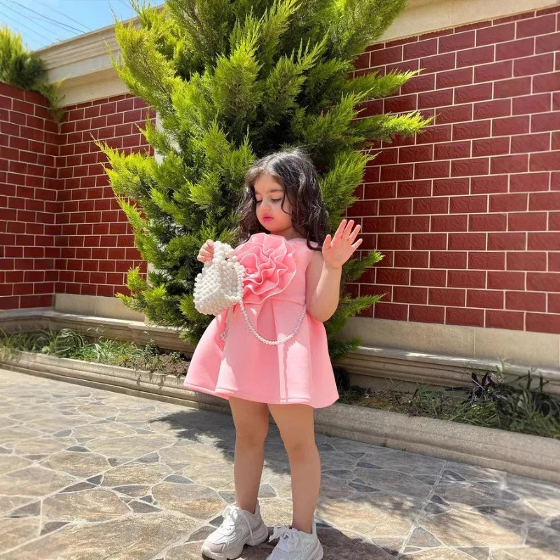 Summer Baby Girls Elegant Sleeveless A-line Dress Style Kids Fashion Princess Dress Toddler Birthday Party Clothes 250415