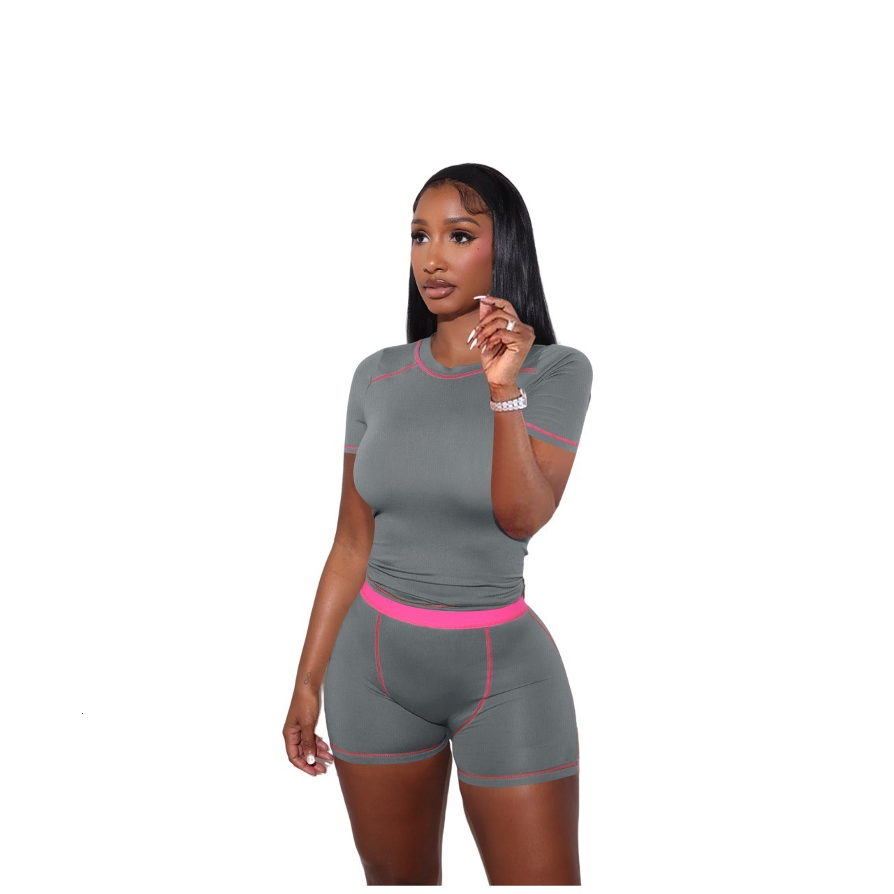 Womens Tracksuits Two Pieces Ser 2025 New Fashion And Casual Thread Contrast Sportwear 3 Colors