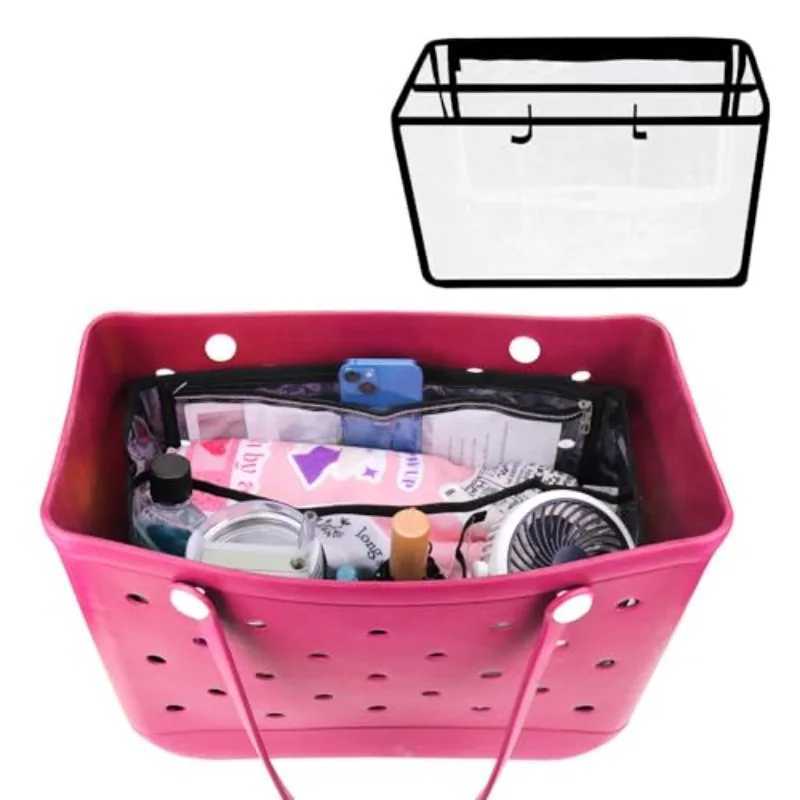 XL Transparent Borg Bag Accessories EVA Rubber Waterproof Shopping Basket Beach Pool Transparent Insertion Jelly Handbag Borg Bag Organizer W250415