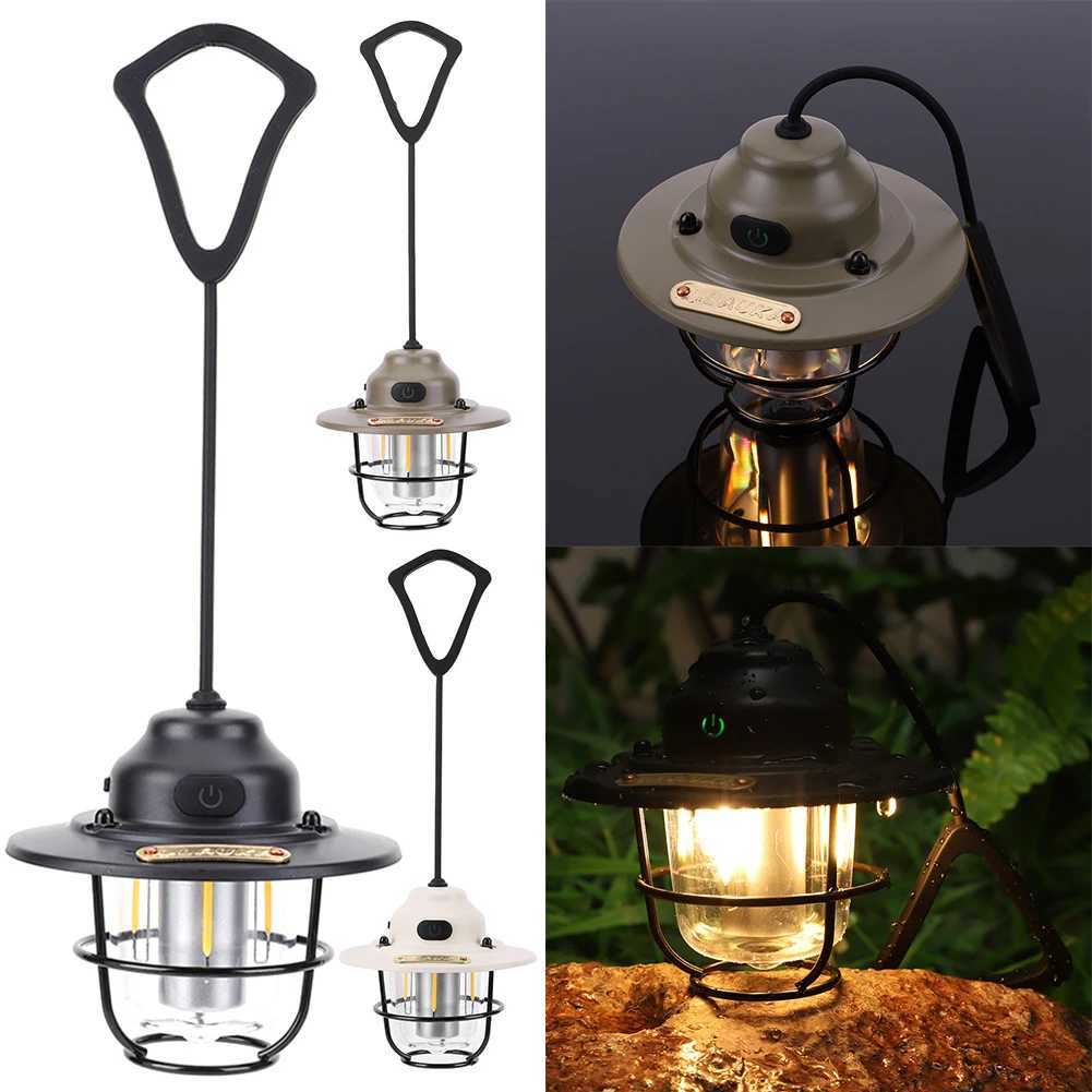 Camping Light 1200mAh Mini Metal Chandelier 2700K/6500K Retro Atmosphere Chandelier Stepless Dimming Type C Charging for Fishing M251115