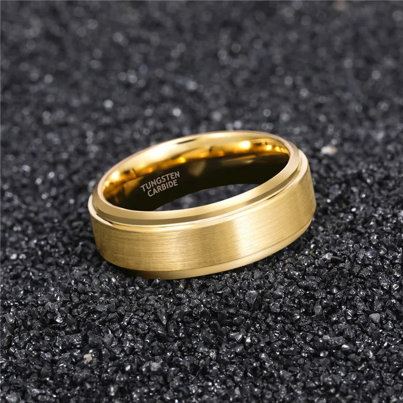 Somen Arrival Classic Men Ring Gold Color 6mm 8mm Width Tungsten Carbide Unisex Wedding Band Simple Ring Jewelry 250414