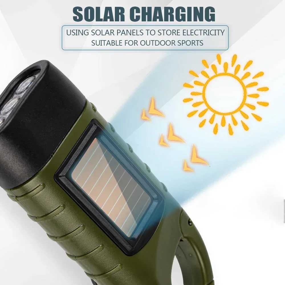 LED Flashlight Hand Crank Solar Powered Survival Gear Self Powered Torch Emergency Flashlights For Hiking Camping Running M251115